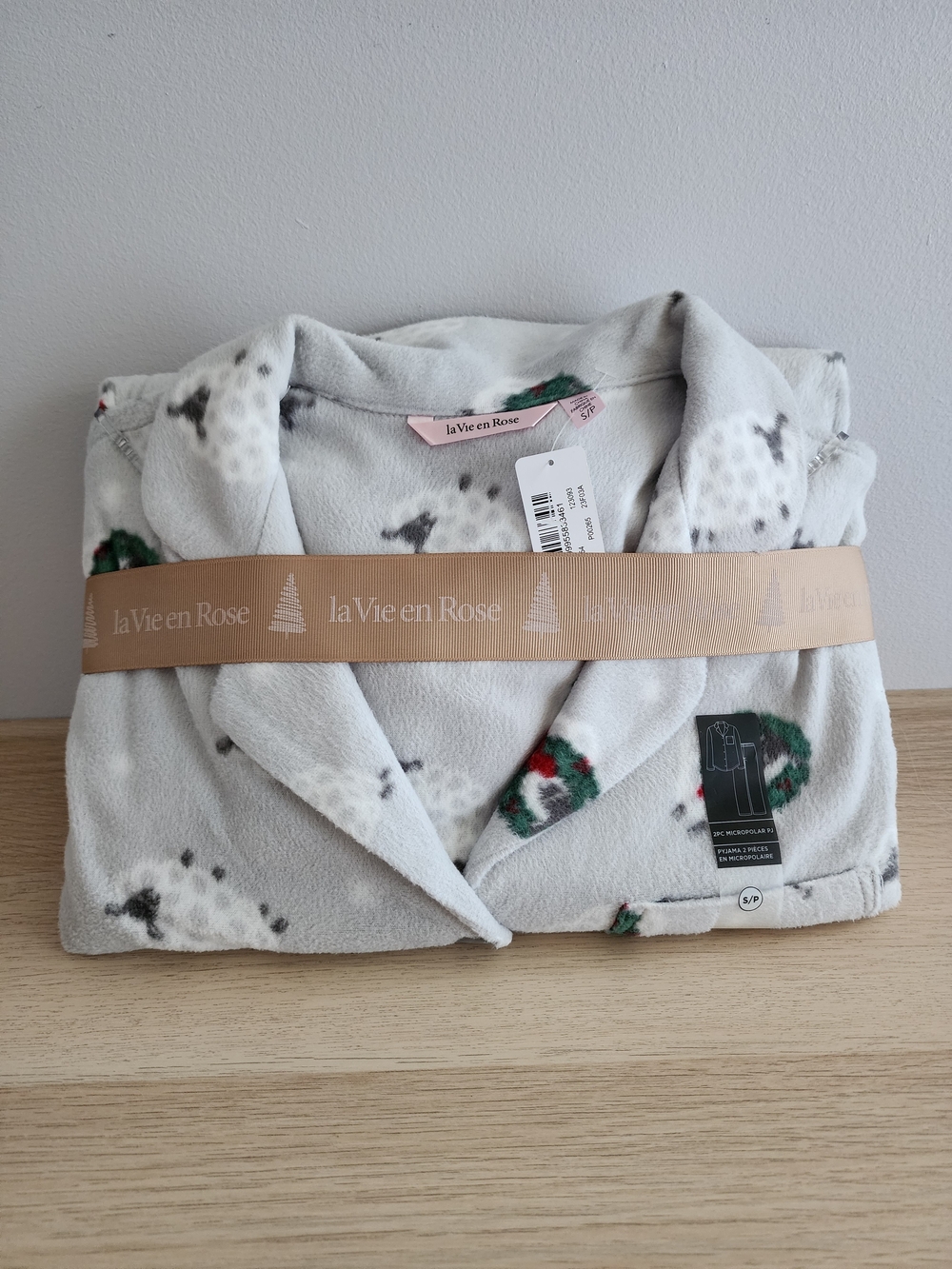 NWT la Vie en Rose Christmas Fleece Pajama Set Small 2PC Micropolar PJ